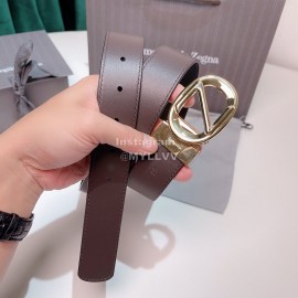 Zegna New Calf Leather Pure Copper Z Buckle 35mm Belt 