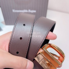 Zegna New Calf Leather Pure Copper Z Buckle 35mm Belt 