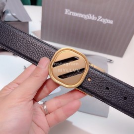 Zegna New Calf Leather Square Pure Copper Buckle 35mm Belt For Men