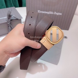 Zegna New Calf Leather Square Pure Copper Buckle 35mm Belt For Men