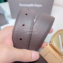 Zegna New Calf Leather Square Pure Copper Buckle 35mm Belt For Men