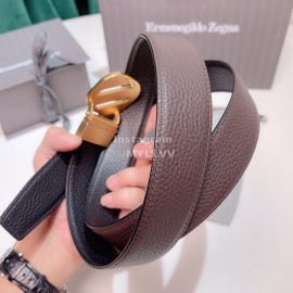 Zegna New Calf Leather Square Pure Copper Buckle 35mm Belt For Men