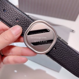 Zegna New Calf Leather Square Pure Copper Buckle 35mm Belt 