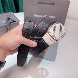 Zegna New Calf Leather Square Pure Copper Buckle 35mm Belt 