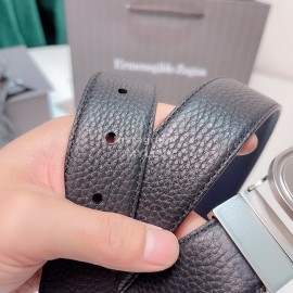 Zegna New Calf Leather Square Pure Copper Buckle 35mm Belt 