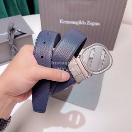 Zegna New Calf Leather Square Pure Copper Buckle 35mm Belt 