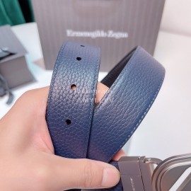 Zegna New Calf Leather Square Pure Copper Buckle 35mm Belt 