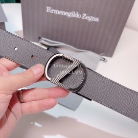 Zegna New Calf Leather Pure Copper Z Buckle 35mm Belt Gray