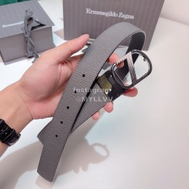 Zegna New Calf Leather Pure Copper Z Buckle 35mm Belt Gray