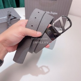 Zegna New Calf Leather Pure Copper Z Buckle 35mm Belt Gray