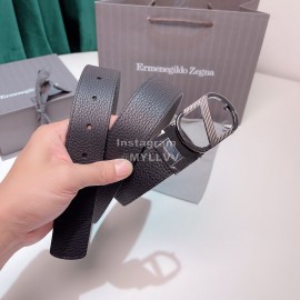 Zegna New Calf Leather Pure Copper Z Buckle 35mm Belt Gray