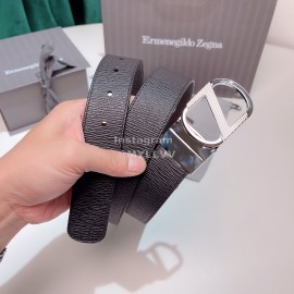 Zegna New Calf Leather Pure Copper Gun Color Z Buckle 35mm Belt 