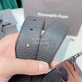 Zegna New Calf Leather Pure Copper Gun Color Z Buckle 35mm Belt 