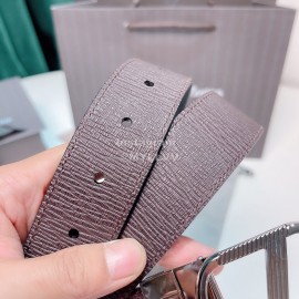 Zegna New Calf Leather Pure Copper Gun Color Z Buckle 35mm Belt 