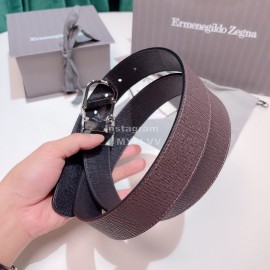 Zegna New Calf Leather Pure Copper Gun Color Z Buckle 35mm Belt 