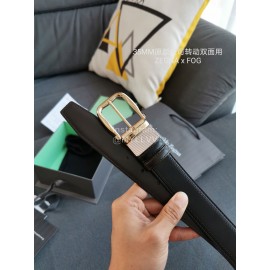 Zegna Black Calf Leather Gold Rotary Pin Buckle 35mm Belt For Men