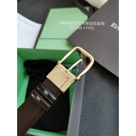 Zegna Black Calf Leather Gold Rotary Pin Buckle 35mm Belt For Men