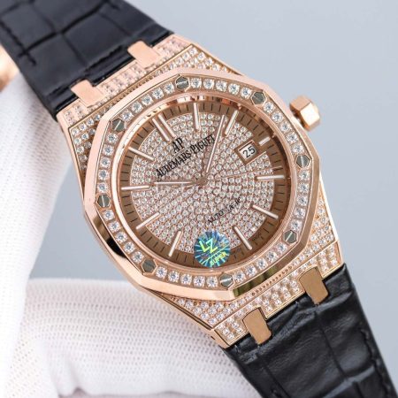 Audemars Piguet Rose Gold Full Diamond Dial Watch