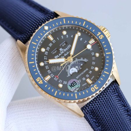Blancpain 43mm Diameter Dial Luminous Watch Blue