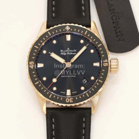 Blancpain Gold Fine Steel Case 43mm Diameter Dial Watch Black
