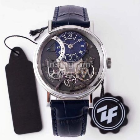 Breguet Tradition Series Cowhide Strap Watch Blue