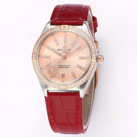 Breitling Diamond Chronometer Automatic 36mm Watch For Men And Women Pink