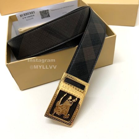 Burberry New Calf Gold Buckle 35mm Belts For Men