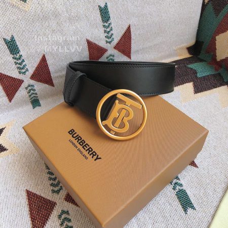 Burberry New Black Calf Round Buckle 40mm Belts