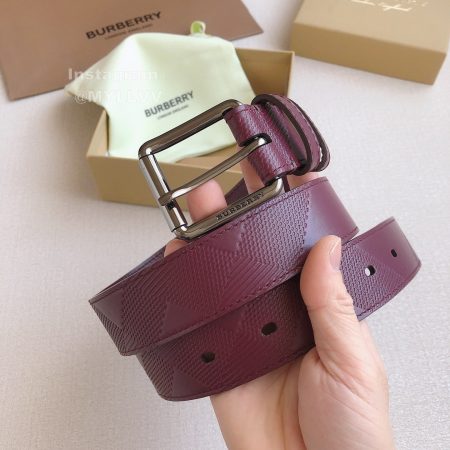 Burberry Purple Leather Needle Buckle 35mm Belts
