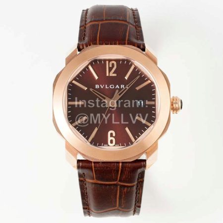 Bvlgari Octo Roma 41mm Dial Leather Strap Watch For Men Brown