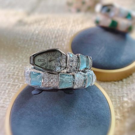 Bvlgari Serpenti Series Diamond Watch For Women Blue