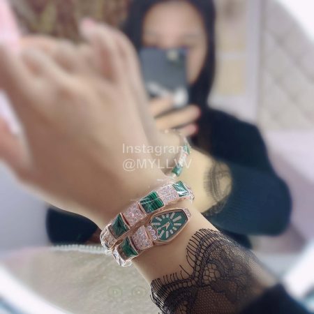 Bvlgari Serpenti Series Diamond Watch For Women Green