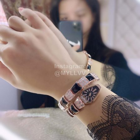 Bvlgari Serpenti Series Diamond Watch For Women Black