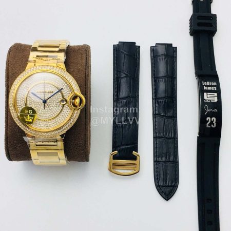 Cartier Eg Factory 42mm Diamond Dial Watch Gold