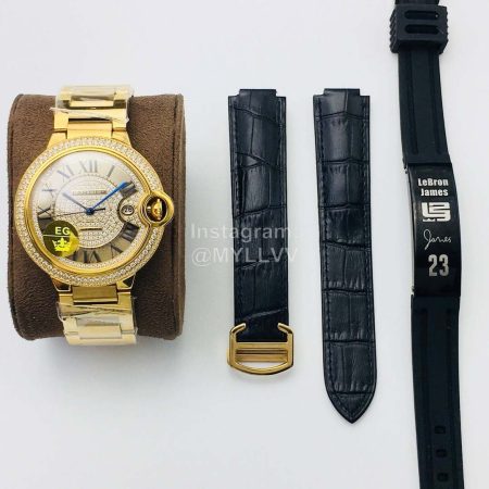 Cartier Eg Factory 42mm Diamond Dial Gold Watch