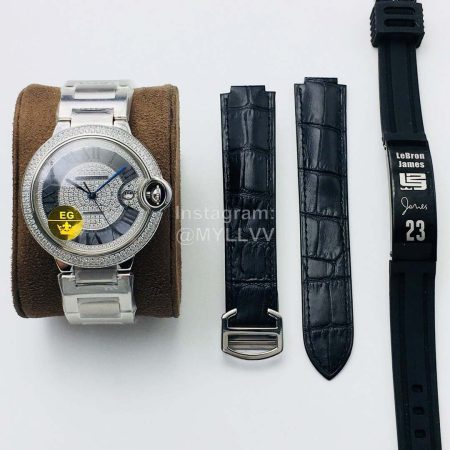 Cartier Eg Factory 42mm Diamond Dial Silver Watch