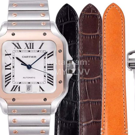 Cartier Santos Series Square Dial Steel Strap Watch