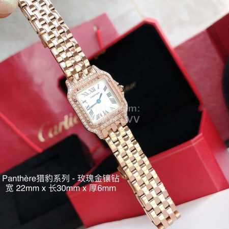 PanthèRe De Cartier Diamond Steel Belt Quartz Watch For Women Rose Gold