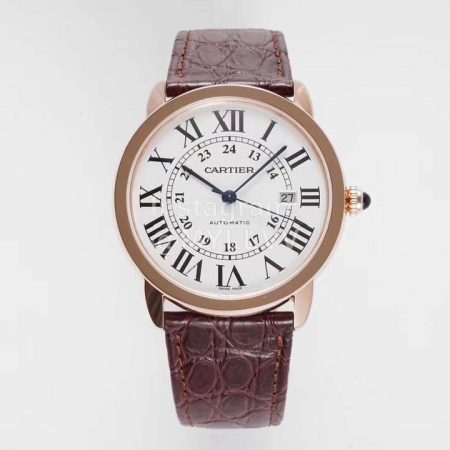 Cartier Waterproof Roman Digital Time Scale Leather Strap Watch