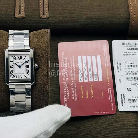 Cartier K11 Factory Tank Series Small Square Dial Steel Strap Watch