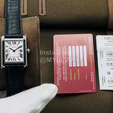 Cartier K11 Factory Tank Series Small Square Dial Leather Strap Watch