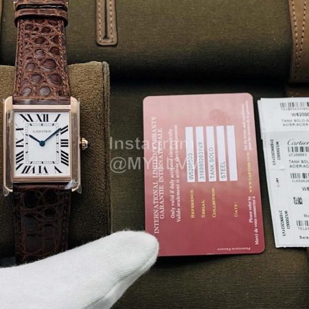 Cartier K11 Factory Tank Series Small Square Dial Leather Strap Watch Brown