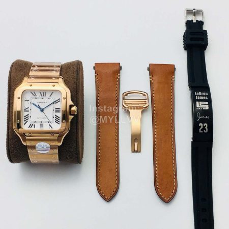 Cartier Bv Factory Square Dial Steel Strap Watch Rose Gold