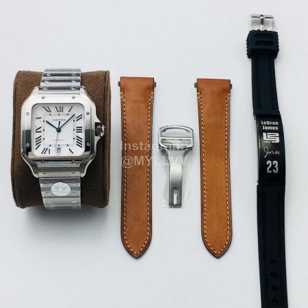 Cartier Bv Factory White Square Dial Steel Strap Watch