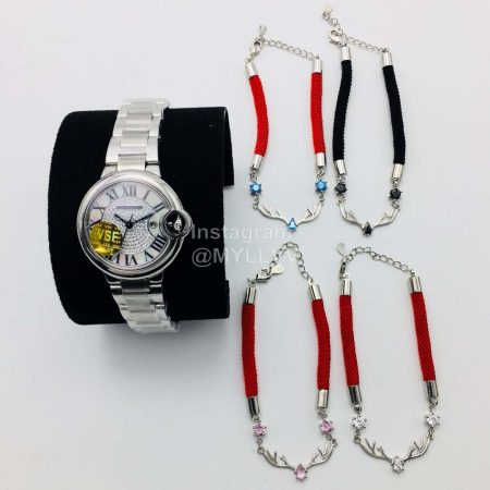 Cartier Vsf Factory Diamond 33mm Dial Silver Watch