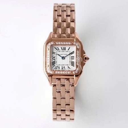 PanthèRe De Cartier Square Dial Diamond Water Resistant Watch Rose Gold