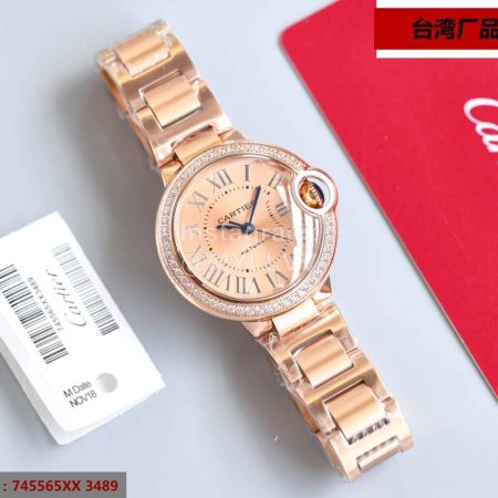 Cartier Roman Numerals Steel Strap Diamond Watch