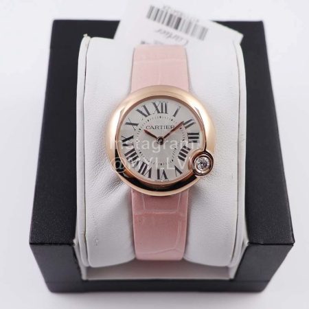 Cartier Classic Roman Numeral Dial Leather Strap Wacth Pink