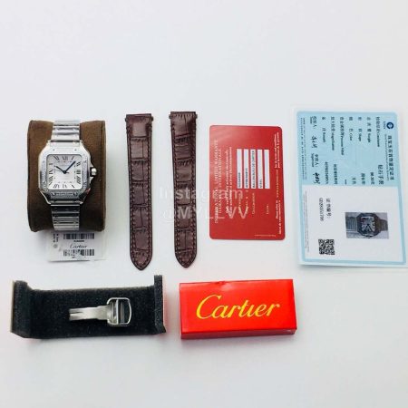 Cartier Kor Factory Diamond Square Dial Watch Silver