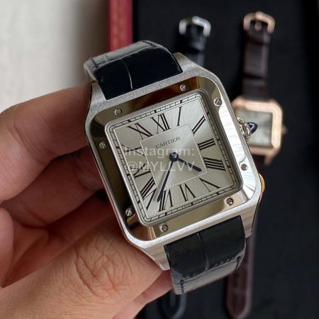 Cartier F1 Factory Santos-Dumont Xl Hand-Wind Watch Silver